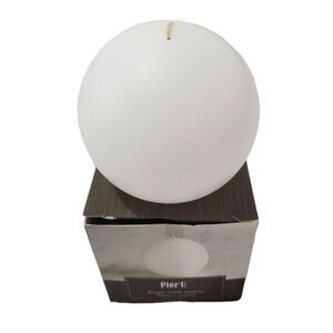 Pier 1 Medium White Unscented Sphere Candle 3.5" Round Ball Modern Home Decor